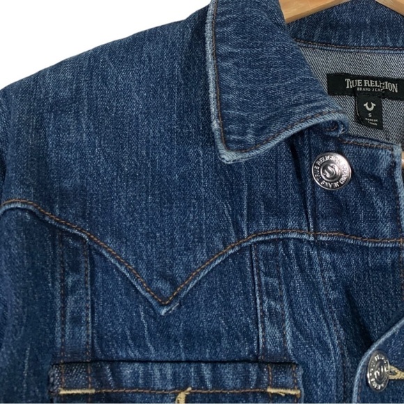 True Religion Oversized Jimmy Trucker Denim Jean Jacket Size Small - Picture 8 of 15